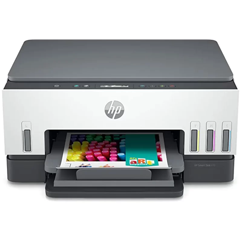 HP Smart Tank 670 Wi-Fi All-in-One Colour Printer, Scanner, Copier with Auto-Duplex/Automatic Ink Sensor, White