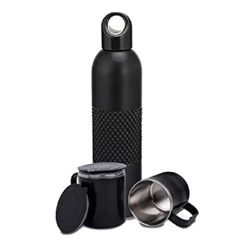Power Plus Flask With 2 Cup, 2 Stainless Steel Cups, Silicon Grip, 200ML Approx, Q 47