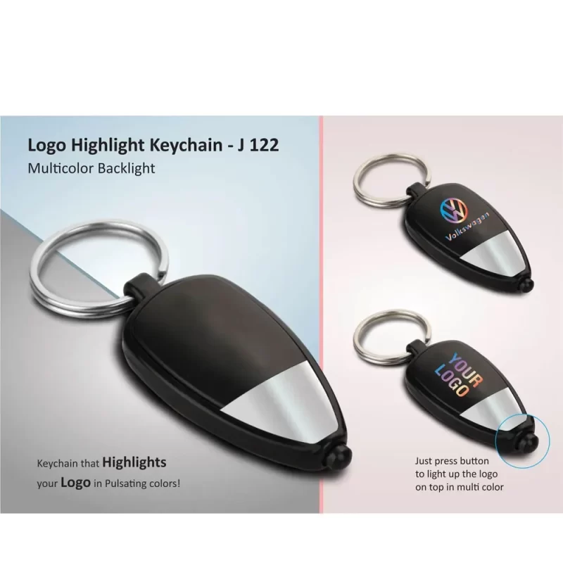 Planet Office Customised Highlight Keychain, Highlights Logo in Pulsating Colors, Press Button To Light Up The Logo, J 122