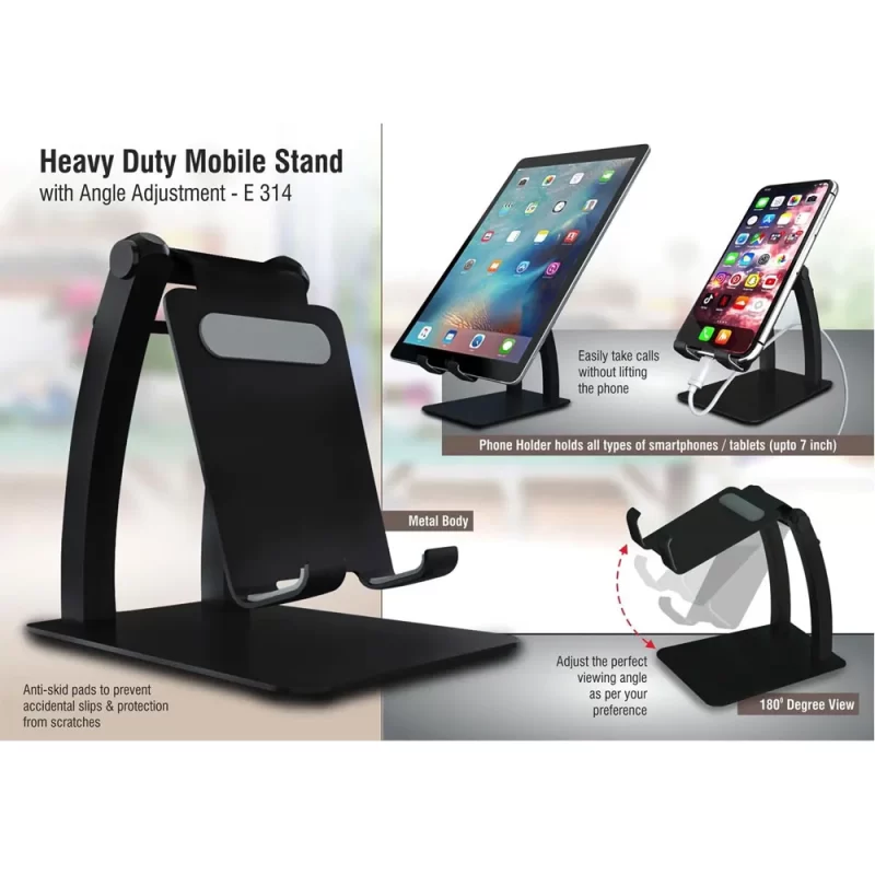 Planet Office Heavy Duty Flexible Mobile Stand, Adjust Upto 180 Degrees, Anti-Skid Pads To Prevent Accidental Slips, Holds All Smartphones Upto 7, E 314