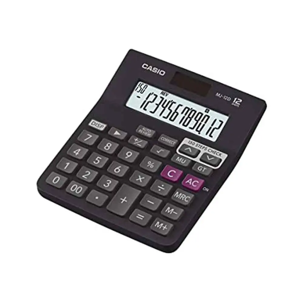 Casio MJ-12D Desktop Calculator with Dual Solar & Battery Powered, Screen Size Of 7 Inches