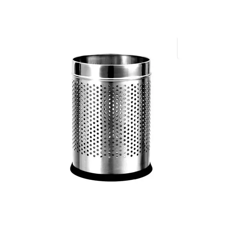 Stainless Steel Open-Top Perforated Dustbin for Dry Waste (8 X 12 inches)