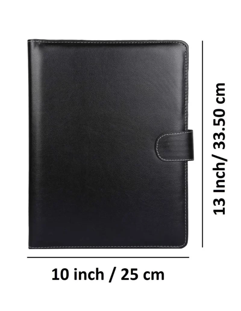 Gemson Premium Black Conference Leather Folder for Business Meetings, Size A4