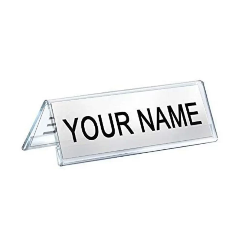 Name Plate Holder V Shape, Acrylic 2 Side Display (02 Inch x 08 Inch- Pack of 10)