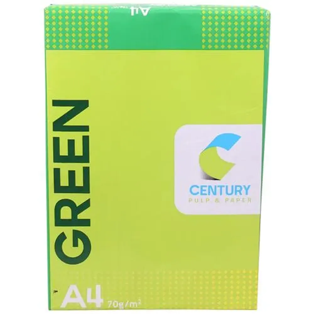Century Green A4 70 GSM Copy Paper, ‎Smooth Paper Finish, Reddish Blue Shade, Recyclable Material, 1 Pack Of 500 Sheets