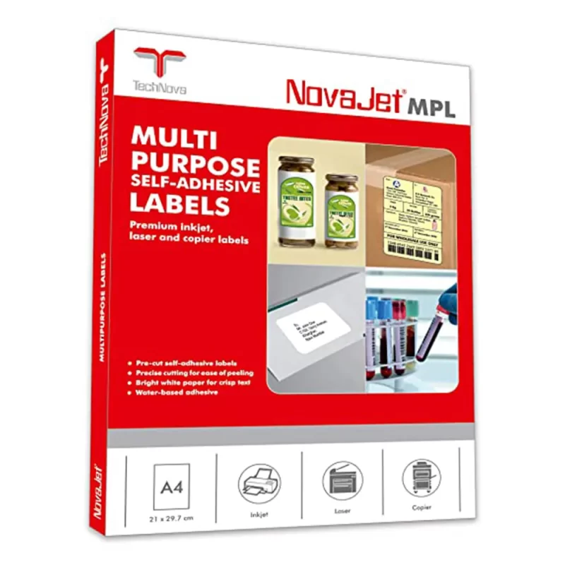NovaJet MPL 01 A4 Multipurpose Label Sticker (Size 210 x 288 mm, Pack of 50 Sheets)