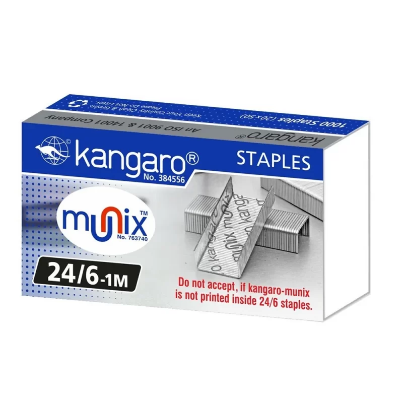 Kangaro Stapler Pin No. 24/6 (20 Pack of 1000 Pcs) Staples, Zinc Coated With Rust Free Complete Steel Staple, Sturdy & Durable For Long Time, Heavy Duty Steel Wire Staple Pin