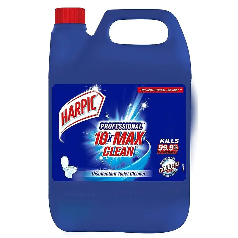 Harpic Professional Max Clean 5 Litre Liquid Disinfectant Toilet Cleaner, Kills 99.99% Germs