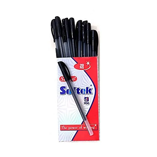 Saino Softek Use & Throw Ball Pen in Blue,Black,Red Ink,Pack of 20