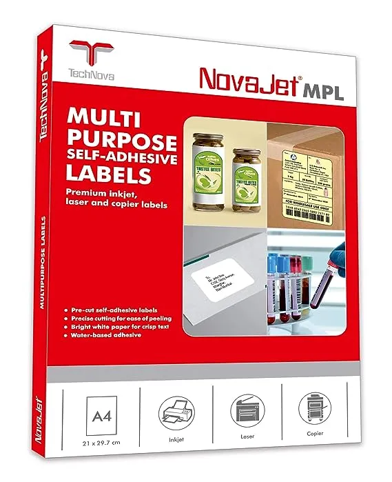NovaJet MPL 04 A4 Multipurpose Label Sticker (Size 100 x 145 mm, Pack of 50 Sheets)