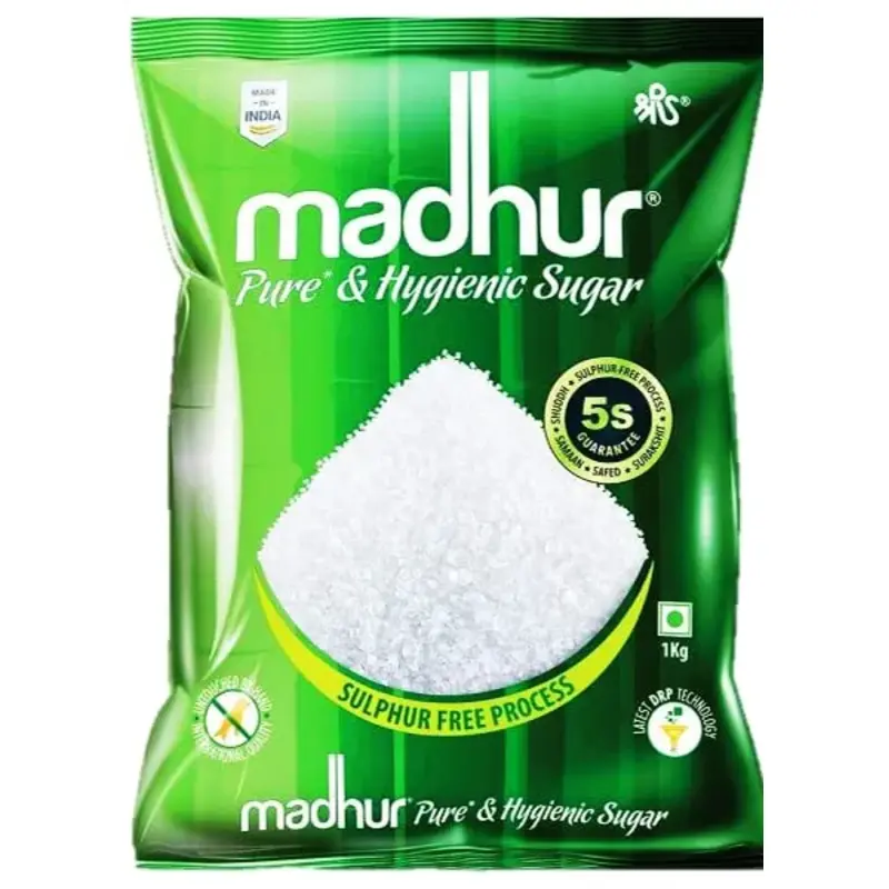 Madhur Pure and Hygienic Sulphur Free Sugar (2 Pack of 1 Kg Each)