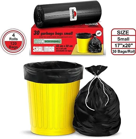 Shalimar Size Small (17 X 20 Inches) Oxo-Biodegradable Garbage Bags, 4 Rolls 120 Bags