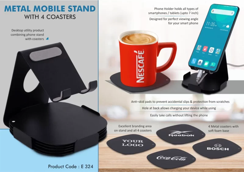 Planet Office Mobile Stand, Coaster, Anti–Skid Pads to Prevent Accidental Slips, Holds Smartphones/Tablets Upto "7", Excellent Branding Area, E 324