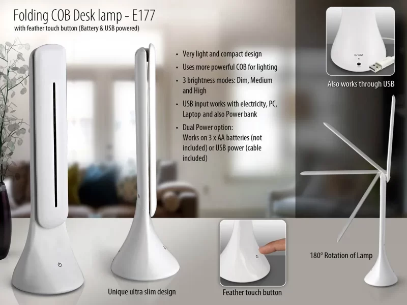 Planet Office Folding Desk Lamp , 3 Brightness Modes , 180 Degree Flexible Head E 177