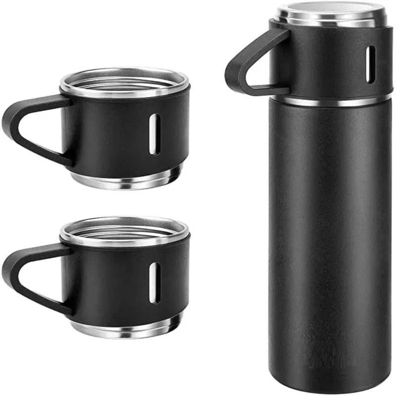Planet Office Stainless Steel Flask & Cup Set, Keeps Hot/Cold Upto 6 Hour, Spill Proof Cup With Lids, 500ml Bottle Capacity