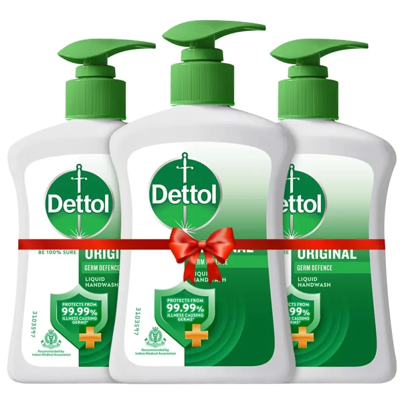 Dettol Original 200 ML (Pack of 3) Liquid Handwash Dispenser Pump Bottle