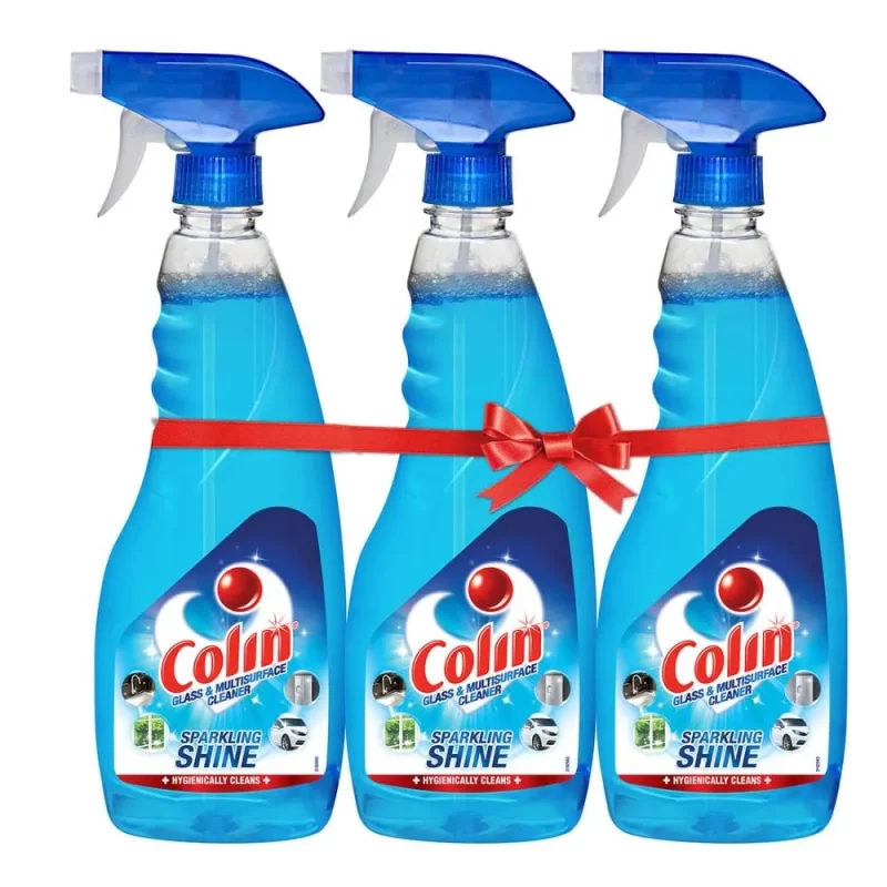 Colin 500 ML (Pack of 3) Glass and Surface Cleaner Liquid Spray with Shine Boosters