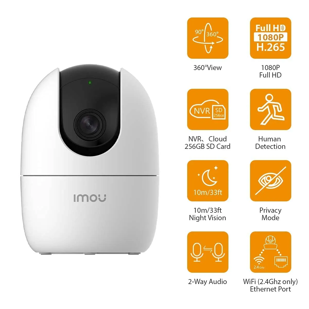 IMOU Ranger 2-D Smart Wifi Camera, 360° Coverage and Smart Tracking Privacy Mode, Supporting Both Wi-Fi and LAN Connectivity, IPC-A22EP-D Ranger 2-D