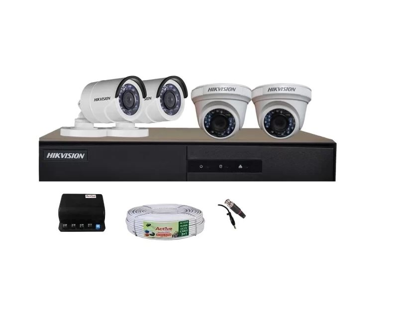 Hikvision 2MP 4 CCTV FHD Camera Combo, High Quality Branded Product With 2 Dome & 2 Bullet Cameras, View Recording on Any Mobile, DS-7A04HGHI- F1/ECO