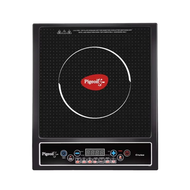 Pigeon Stovecraft - Cruise 1800W Electric Induction Cooktop with Crystal Glass, LED Display and Auto Switch-Off