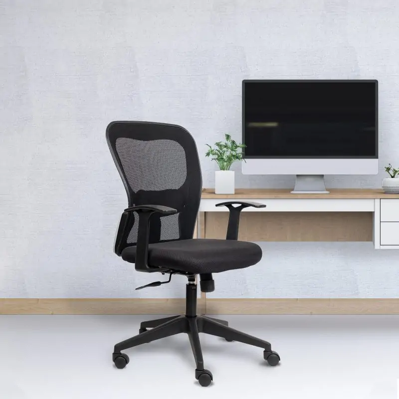 Planet Office Matrix One Ergonomic Workstation Chair with Synchro Tilting Mechanism, Hydraulic Height Adjustment, and Heavy Duty Wheels, Black Seat