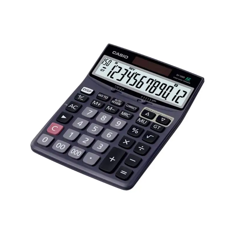 Casio DJ-120D 150 Steps Check and Correct Desktop Calculator with Dual Solar & Battery Powered, 12 Digit Screen
