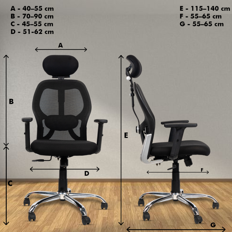 Planet Office Matrix Black High Back Ergonomic Chair with Adjustable Neck & Arm Rest, Synchro Tilting Mechanism, Hydraulic Height Adjustment & Heavy Duty Wheels, Black Seat - Image 5