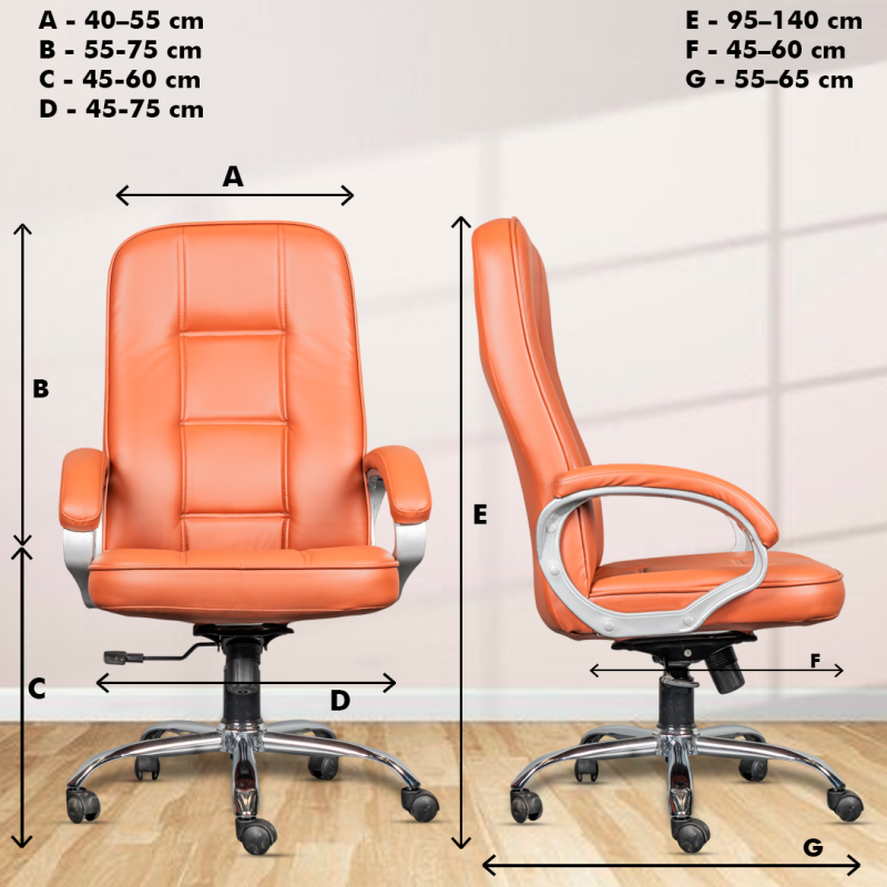 Zello High Back Boss Chair with Center Tilting Mechanism, Hydraulic Height Adjustment, Rexine Material & Heavy Duty Wheels, Tan Seat - Image 5