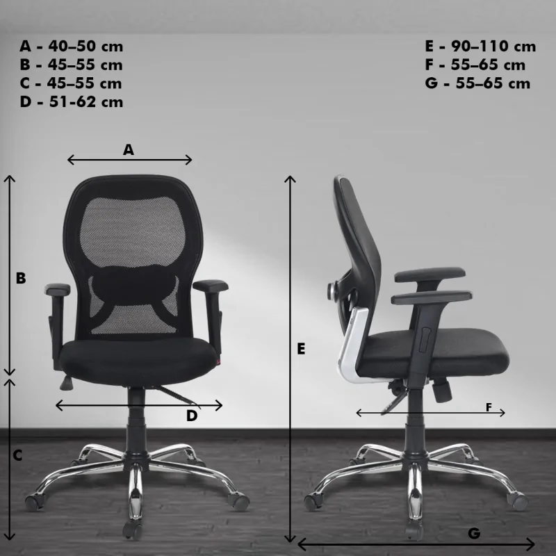 Matrix Medium Back Ergonomic Chair with Adjustable Arm Rest, Synchro Tilting Mechanism, Hydraulic Height Adjustment & Heavy Duty Wheels, Black Seat - Image 5