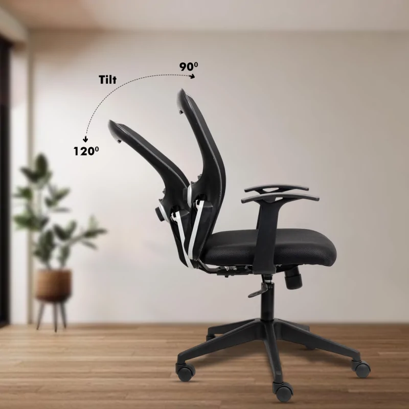 Matrix One Ergonomic Workstation Chair with Synchro Tilting Mechanism, Hydraulic Height Adjustment, and Heavy Duty Wheels, Black Seat - Image 4