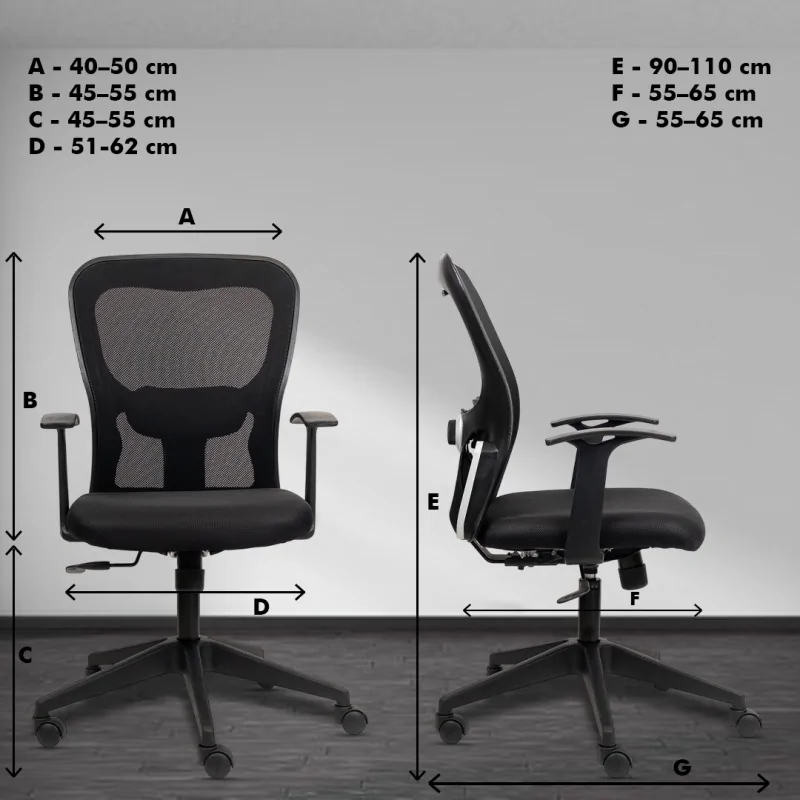 Matrix One Ergonomic Workstation Chair with Synchro Tilting Mechanism, Hydraulic Height Adjustment, and Heavy Duty Wheels, Black Seat - Image 5