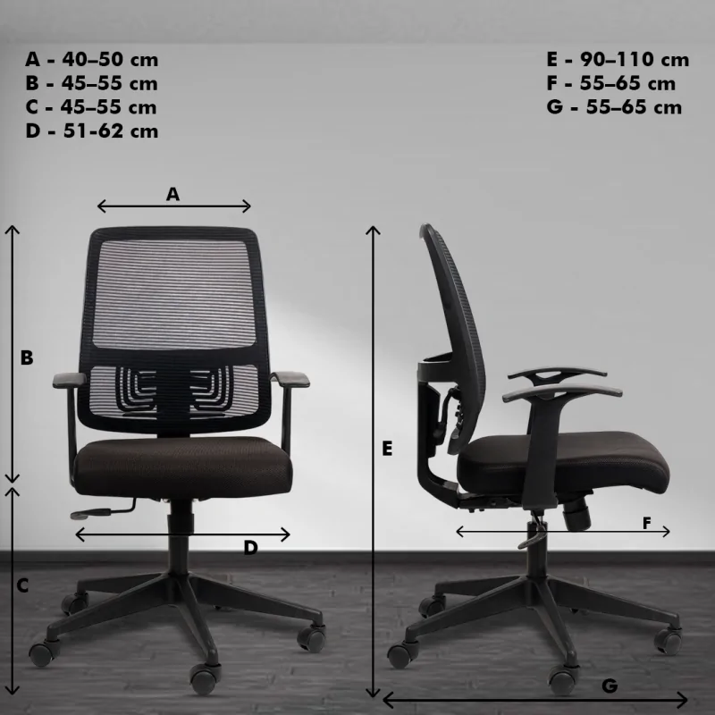 Polo Ergonomic Workstation Chair with Synchro Tilting Mechanism, Hydraulic Height Adjustment, and Heavy Duty Wheels, Black Seat - Image 5